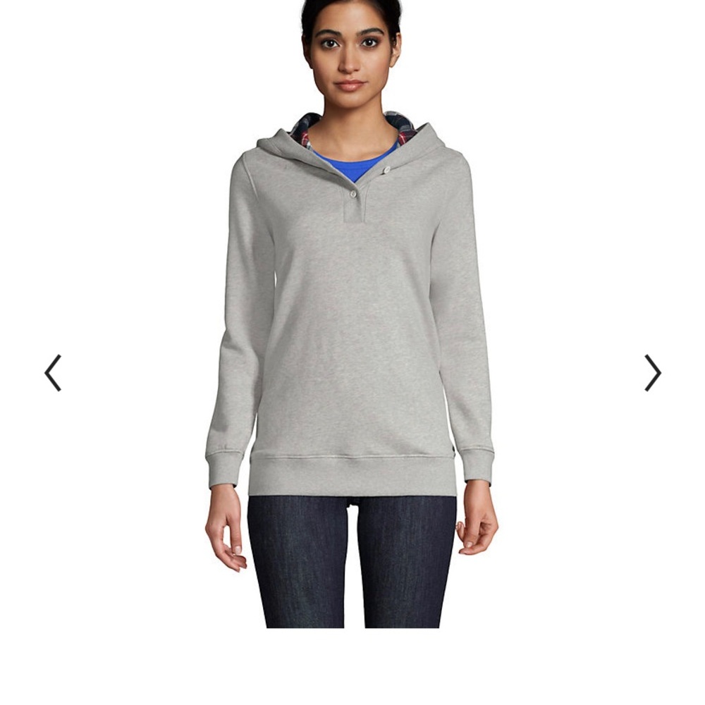 Lands End Pull Over Hoodie With Button Front - image 5